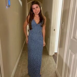 Windsor Blue Sheath Maxi Dress with Slit for Weddings, formal size XS #Hoco